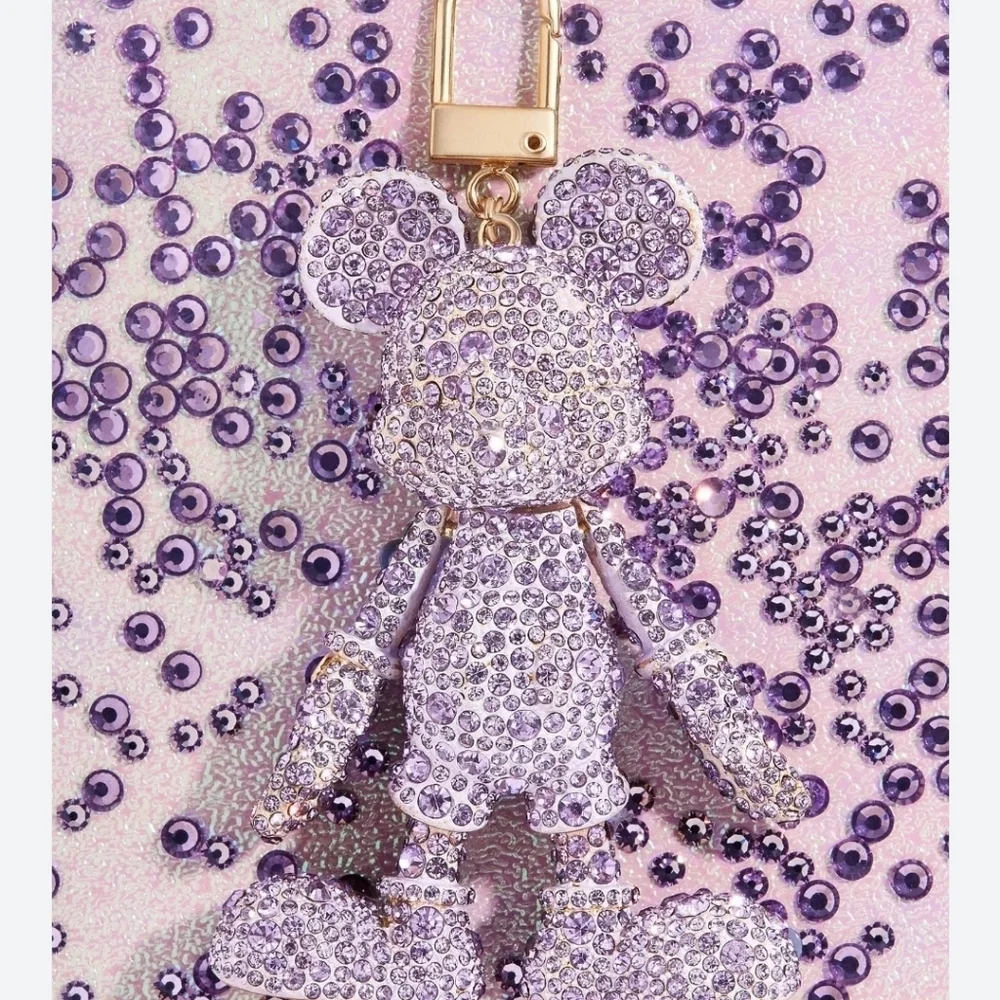 💜▪️Disney x Baublebar ▪️Mickey Mouse Key Chain Bag Charm Purple Crystal